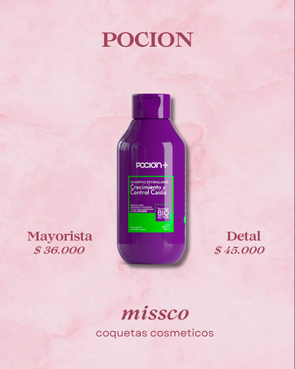 Shampoo Crecimiento y Control Caída La Poción+ 450mL – Ajo y Jengibre Bio Activo