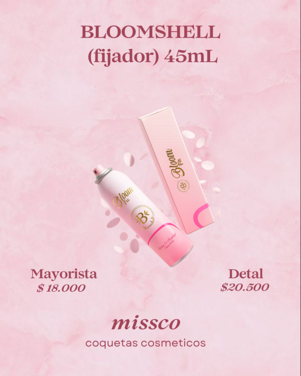 Fijador de Maquillaje Bloomshell 45mL – Larga Duración y Acabado Profesional