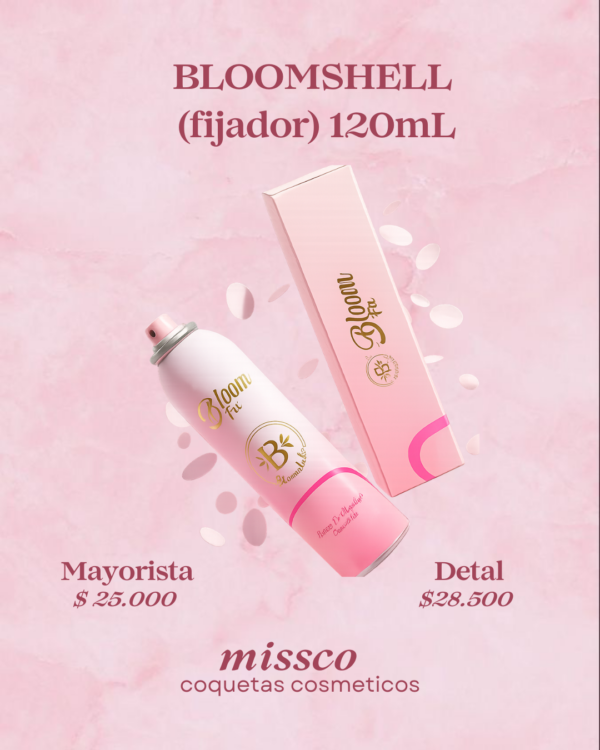 Fijador de Maquillaje Bloomshell 120mL – Máxima Duración y Control de Brillo