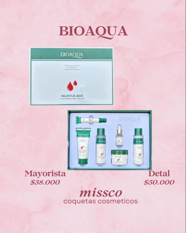skincare (10) Kit de Skincare Bioaqua Ácido Salicílico 6 Piezas Antiacné y Poros